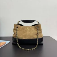 Chanel Women Small Shopping Bag Suede Calfskin Shiny Lambskin Gold Tone Metal (1)