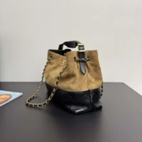 Chanel Women Small Shopping Bag Suede Calfskin Shiny Lambskin Gold Tone Metal (1)