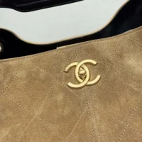 Chanel Women Small Shopping Bag Suede Calfskin Shiny Lambskin Gold Tone Metal (1)