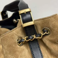 Chanel Women Small Shopping Bag Suede Calfskin Shiny Lambskin Gold Tone Metal (1)