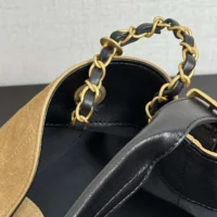Chanel Women Small Shopping Bag Suede Calfskin Shiny Lambskin Gold Tone Metal (1)