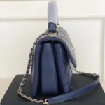 Chanel Women Small Trendy CC Flap Bag with Top Handle Lambskin-Navy