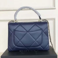 Chanel Women Small Trendy CC Flap Bag with Top Handle Lambskin-Navy (1)