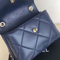 Chanel Women Small Trendy CC Flap Bag with Top Handle Lambskin-Navy (1)