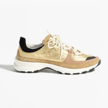 Chanel Women Sneakers Laminated Calfskin Suede Calfskin-Light Gold G46609