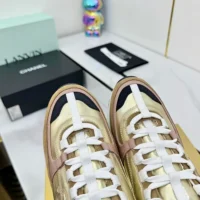 Chanel Women Sneakers Laminated Calfskin Suede Calfskin-Light Gold G46609 (1)
