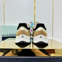 Chanel Women Sneakers Laminated Calfskin Suede Calfskin-Light Gold G46609 (1)