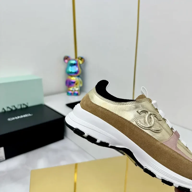 Chanel Women Sneakers Laminated Calfskin Suede Calfskin-Light Gold G46609