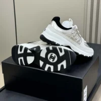Chanel Women Sneakers Laminated Calfskin Suede Calfskin-Light Gray G46609 (1)