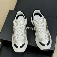 Chanel Women Sneakers Laminated Calfskin Suede Calfskin-Light Gray G46609 (1)