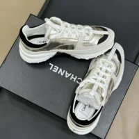 Chanel Women Sneakers Laminated Calfskin Suede Calfskin-Light Gray G46609 (1)