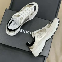 Chanel Women Sneakers Laminated Calfskin Suede Calfskin-Light Gray G46609 (1)
