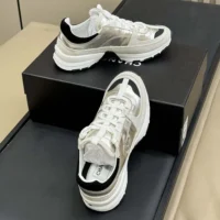 Chanel Women Sneakers Laminated Calfskin Suede Calfskin-Light Gray G46609 (1)