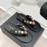 Chanel Women Thongs Lambskin Metal-Black G46304B1971194305 (1)
