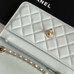 Chanel Women Wallet On Chain Lambskin Imitation Pearls Gold Metal-Light Blue