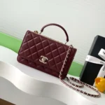 Chanel Women Wallet On Chain Lambskin Imitation Pearls Gold Metal-Maroon