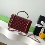 Chanel Women Wallet On Chain Lambskin Imitation Pearls Gold Metal-Maroon