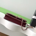 Chanel Women Wallet On Chain Lambskin Imitation Pearls Gold Metal-Maroon