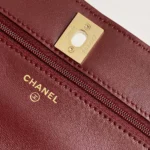 Chanel Women Wallet On Chain Lambskin Imitation Pearls Gold Metal-Maroon