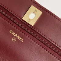 Chanel Women Wallet On Chain Lambskin Imitation Pearls Gold Metal-Maroon (1)