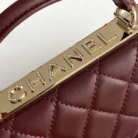 Chanel Women Wallet On Chain Lambskin Imitation Pearls Gold Metal-Maroon (1)