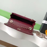 Chanel Women Wallet On Chain Lambskin Imitation Pearls Gold Metal-Maroon (1)