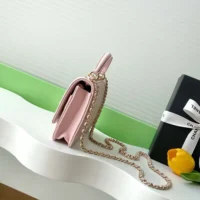Chanel Women Wallet On Chain Lambskin Imitation Pearls Gold Metal-Pink (1)
