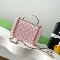 Chanel Women Wallet On Chain Lambskin Imitation Pearls Gold Metal-Pink (1)