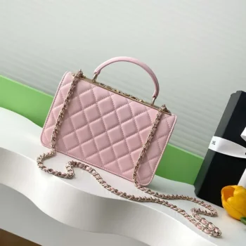 Chanel Women Wallet On Chain Lambskin Imitation Pearls Gold Metal-Pink