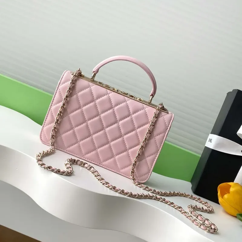 Chanel Women Wallet On Chain Lambskin Imitation Pearls Gold Metal-Pink