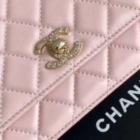 Chanel Women Wallet On Chain Lambskin Imitation Pearls Gold Metal-Pink (1)