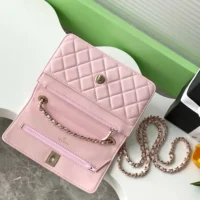 Chanel Women Wallet On Chain Lambskin Imitation Pearls Gold Metal-Pink (1)