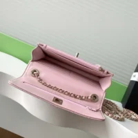 Chanel Women Wallet On Chain Lambskin Imitation Pearls Gold Metal-Pink (1)