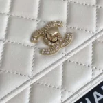 Chanel Women Wallet On Chain Lambskin Imitation Pearls Gold Metal-White