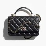 Chanel Women Wallet on Chain Lambskin Strass Gold Tone Metal-Black