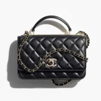 Chanel Women Wallet on Chain Lambskin Strass Gold Tone Metal-Black (1)
