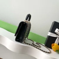 Chanel Women Wallet on Chain Lambskin Strass Gold Tone Metal-Black (1)