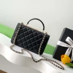 Chanel Women Wallet on Chain Lambskin Strass Gold Tone Metal-Black