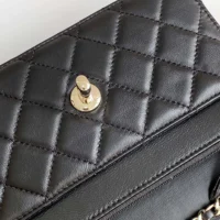 Chanel Women Wallet on Chain Lambskin Strass Gold Tone Metal-Black (1)