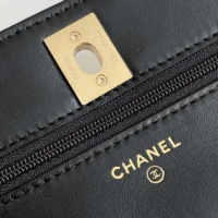 Chanel Women Wallet on Chain Lambskin Strass Gold Tone Metal-Black (1)