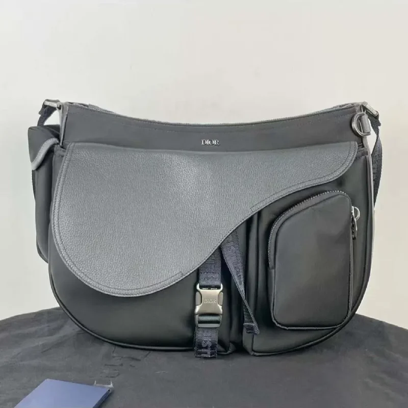 Dior Men Sacai DIOR sacai Saddle Soft Shoulder Bag Logo Buckle