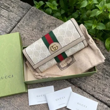Gucci GG Unisex Ophidia Continental Wallet in GG Supreme Canvas-Beige
