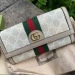 Gucci GG Unisex Ophidia Continental Wallet in GG Supreme Canvas-Beige