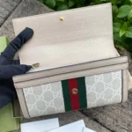 Gucci GG Unisex Ophidia Continental Wallet in GG Supreme Canvas-Beige