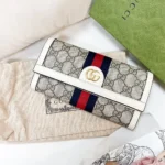 Gucci GG Unisex Ophidia Continental Wallet in GG Supreme Canvas-White