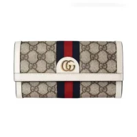 Gucci GG Unisex Ophidia Continental Wallet in GG Supreme Canvas-White