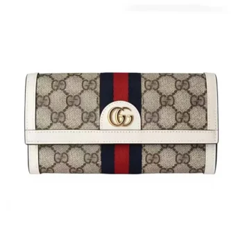 Gucci GG Unisex Ophidia Continental Wallet in GG Supreme Canvas-White