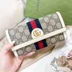 Gucci GG Unisex Ophidia Continental Wallet in GG Supreme Canvas-White