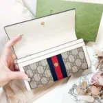 Gucci GG Unisex Ophidia Continental Wallet in GG Supreme Canvas-White