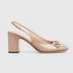 Gucci GG Women's Horsebit Slingback Rose Beige Patent Leather 794324BNC005931